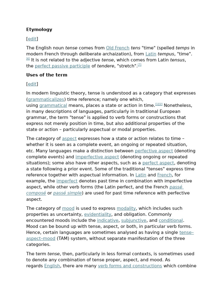 Etymology | PDF | Grammatical Tense | Perfect (Grammar)