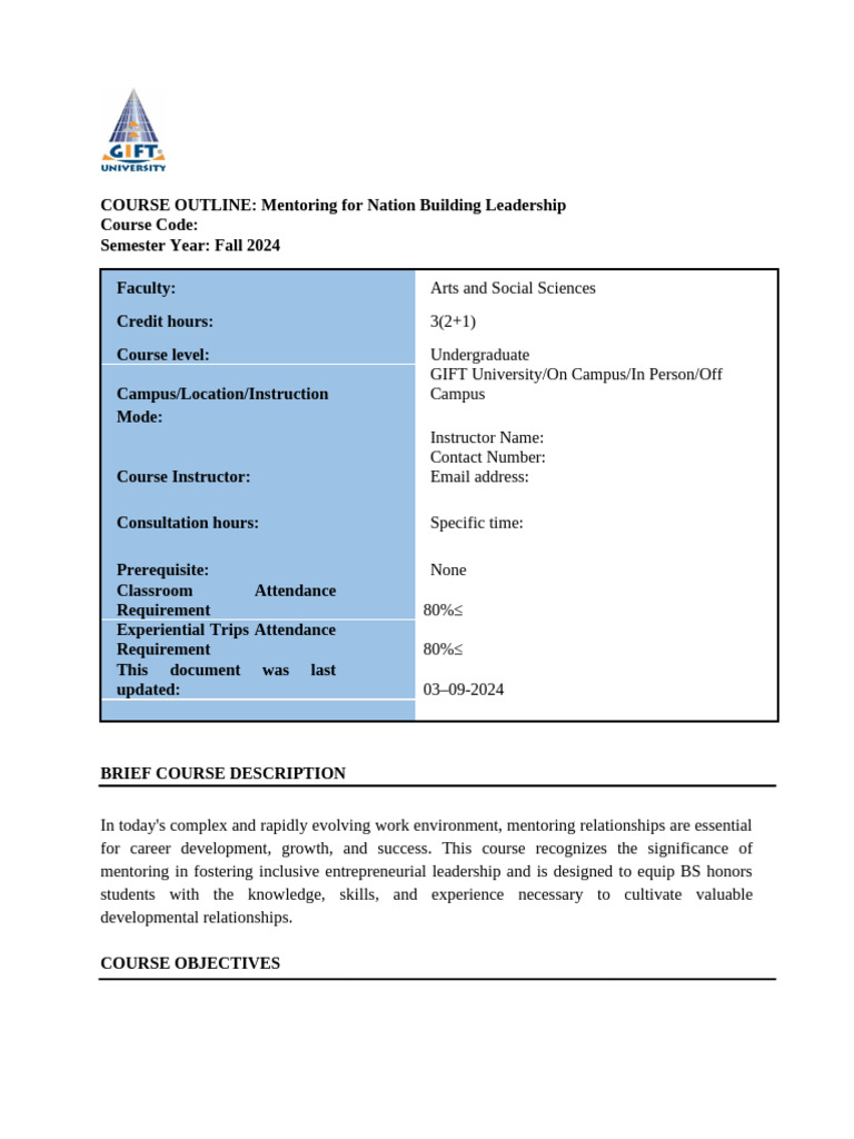 Mentoring for Leadership Development Course | PDF | Mentorship | Leadership