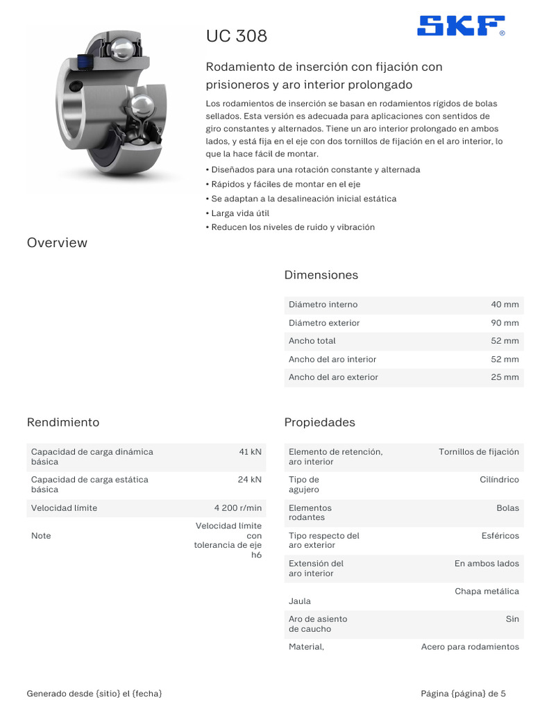 SKF UC 308 Specification | PDF