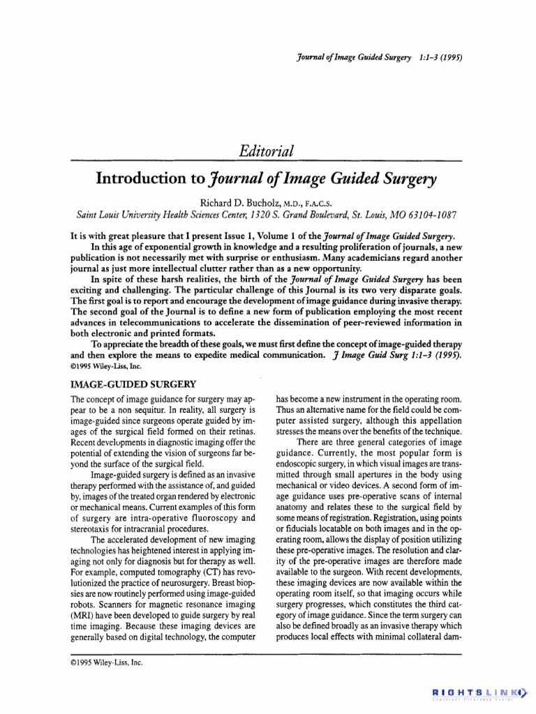 Introduction To - I - Journal of Image Guided Surgery - I - (Computer ...