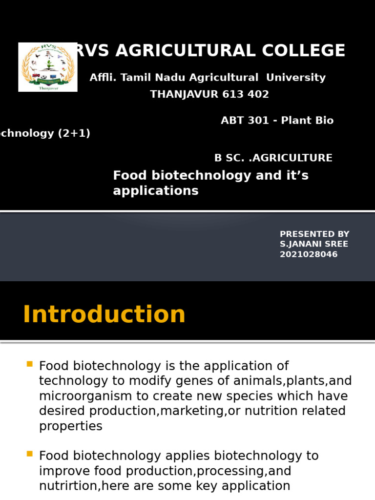 Janani Sree Abt | PDF | Genetically Modified Food | Biotechnology