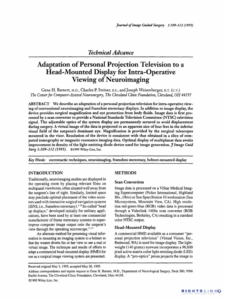 Adaptation Personal Projection Television Head-Mounted Display Intra ...