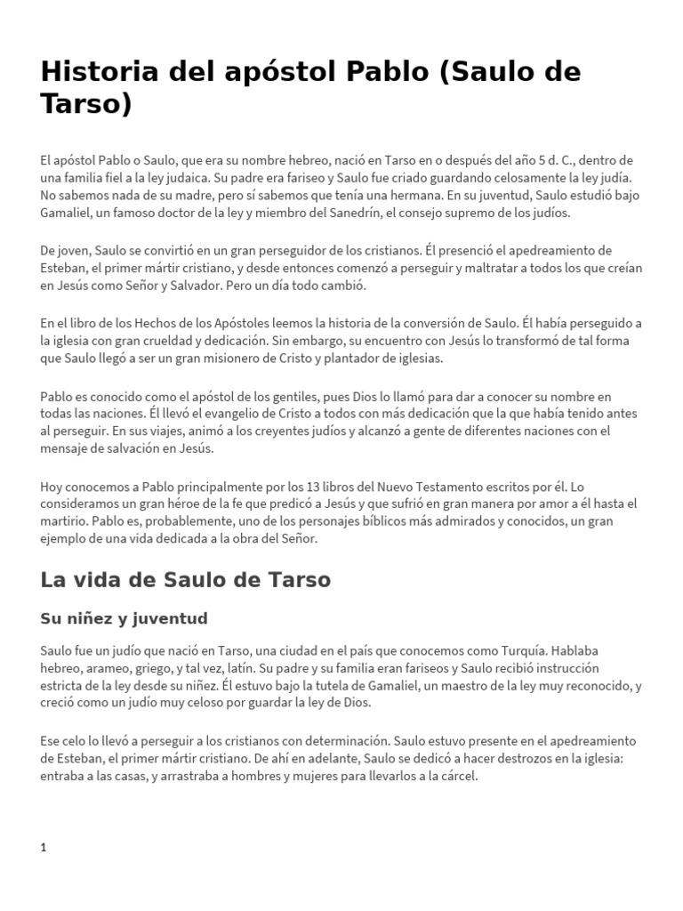 Vida y conversión del apóstol Pablo | PDF | Pablo el apóstol | Jesús