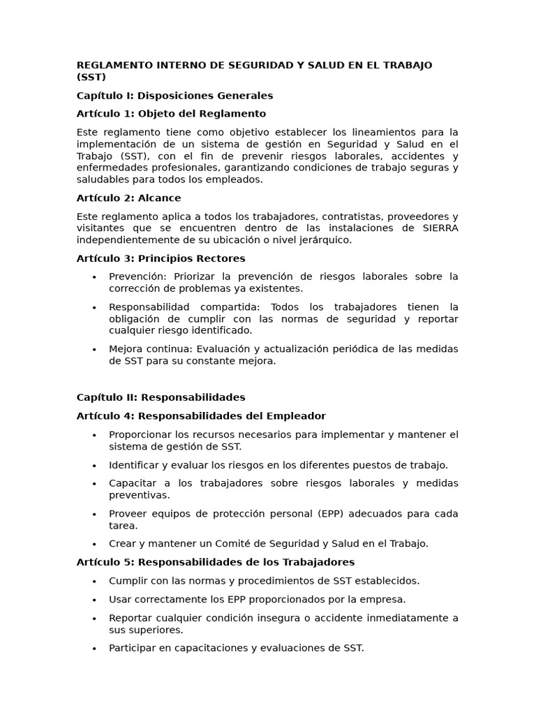 Reglamento de Seguridad y Salud Laboral | PDF | Seguridad y salud ...