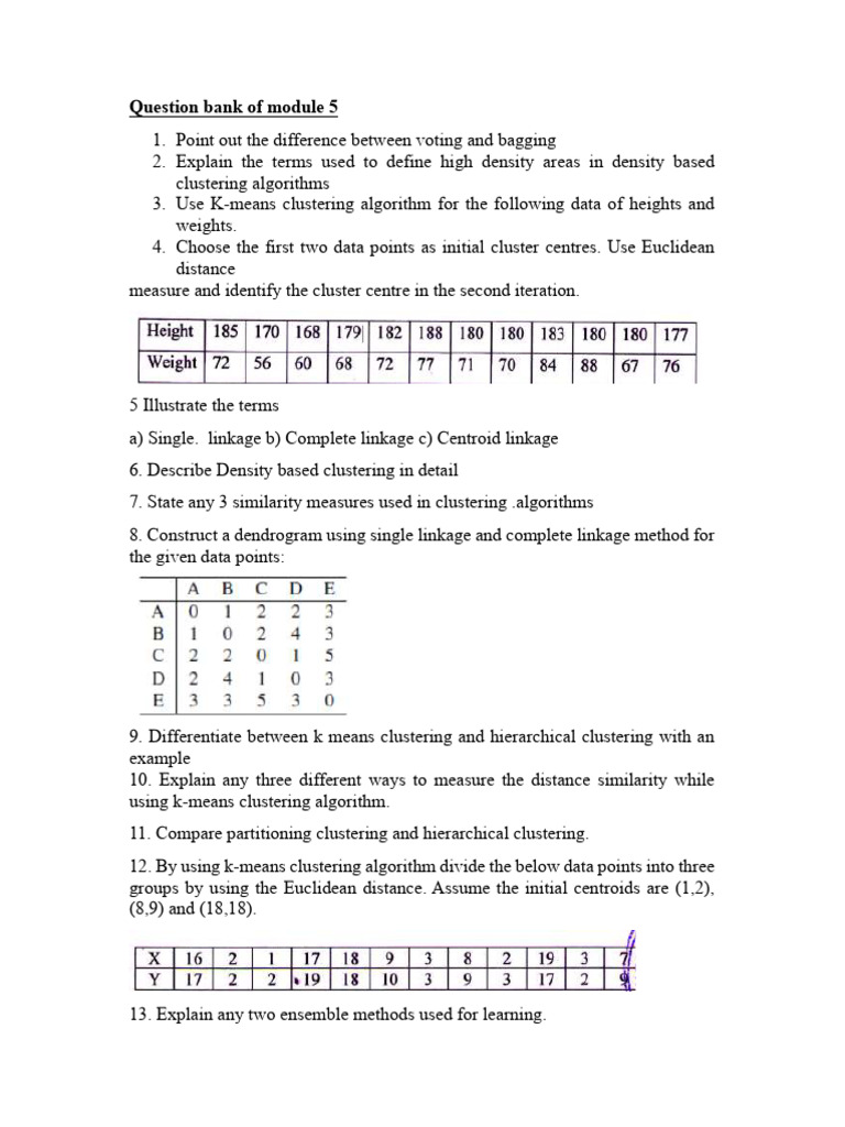 Module 5 Clustering and Ensemble Learning Questions | PDF