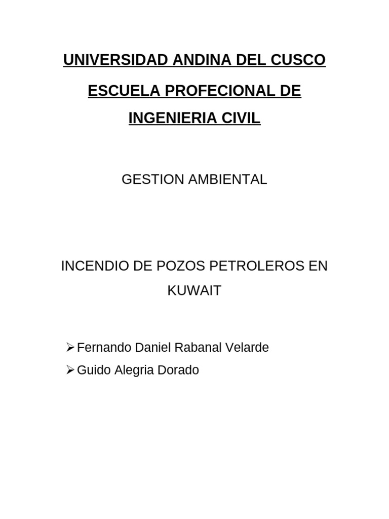 Incendio Petrolero de Kuwait | PDF | Kuwait | Naturaleza