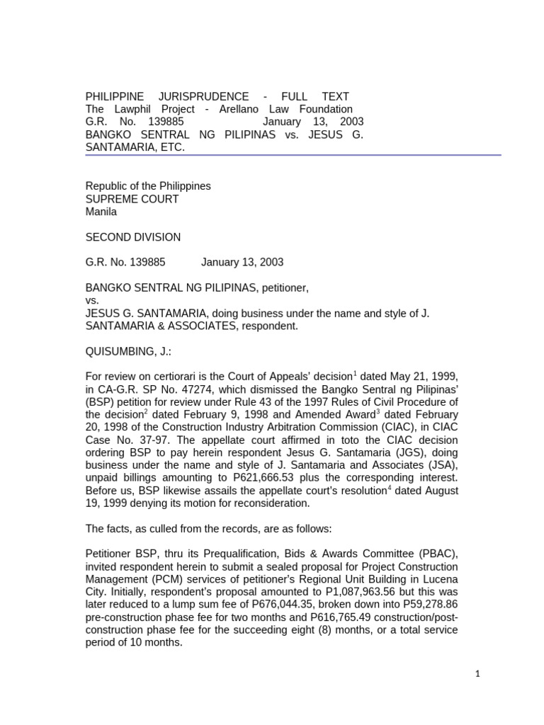 Case Problem No. CIAC Case No. 02-95 | PDF | Interest | Appeal