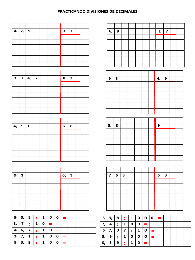 Decimal division practice pdf