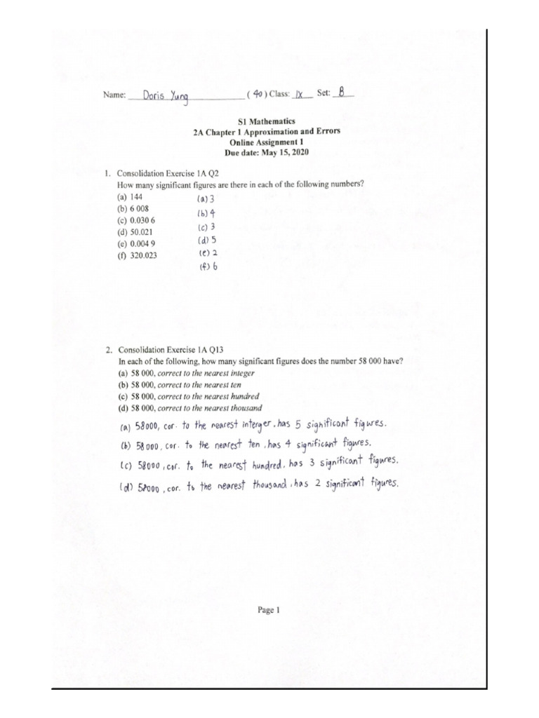 2A Ch.1 Online Assignment 1 | PDF