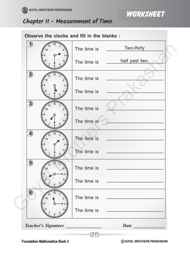 Time Measurement Worksheets for Students | PDF