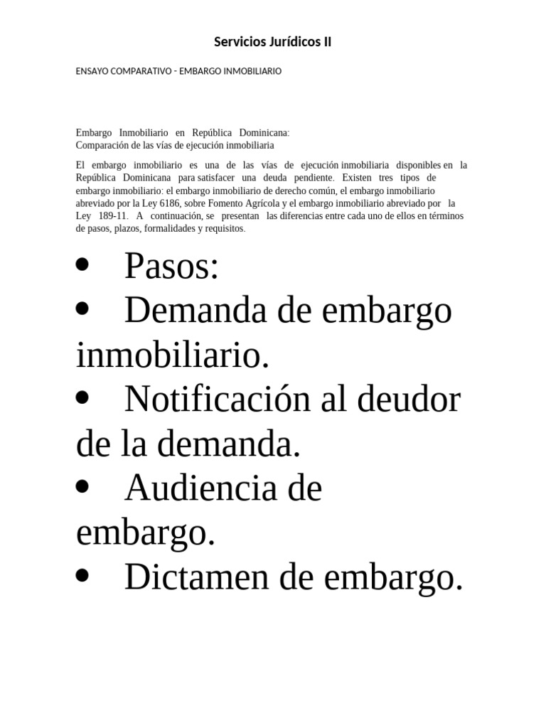 Comparativa de Embargos Inmobiliarios RD | PDF | Pagos | Deuda