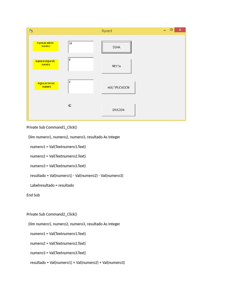 Operaciones Aritméticas en Visual Basic | PDF | Métodos y materiales de ...