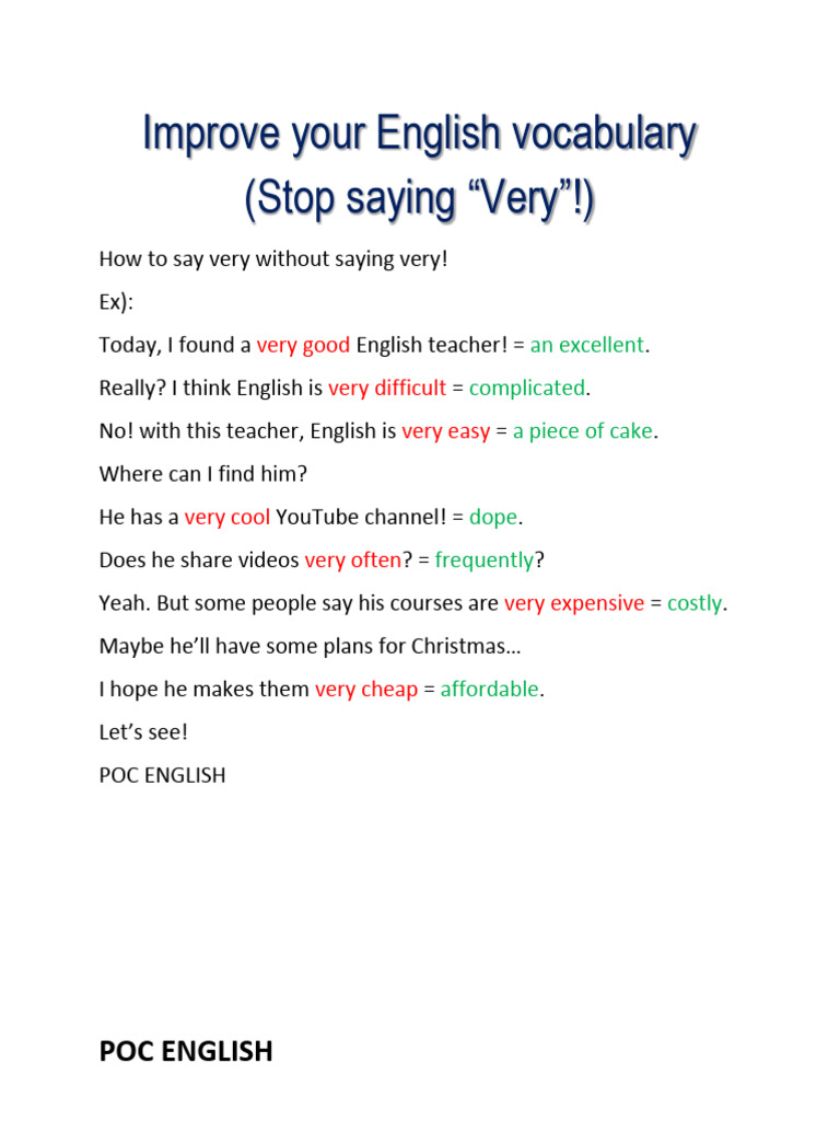 Improve Your English Vocabulary | PDF