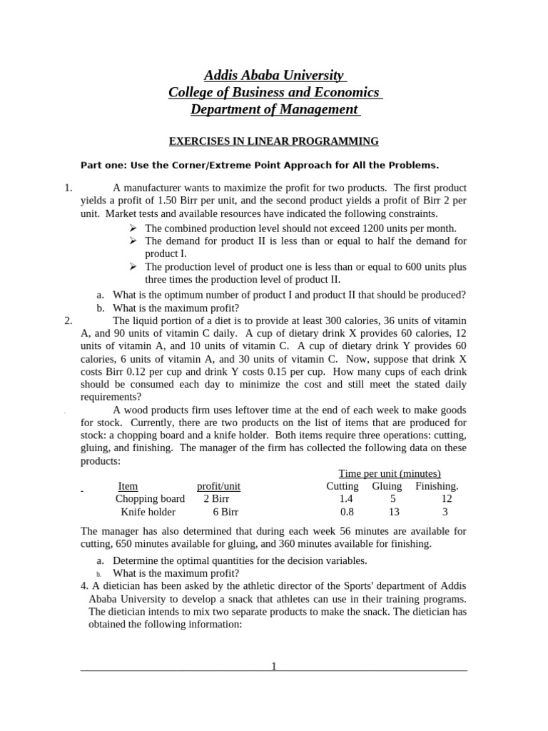 Worksheet on LP | PDF | Profit (Economics) | Fertilizer