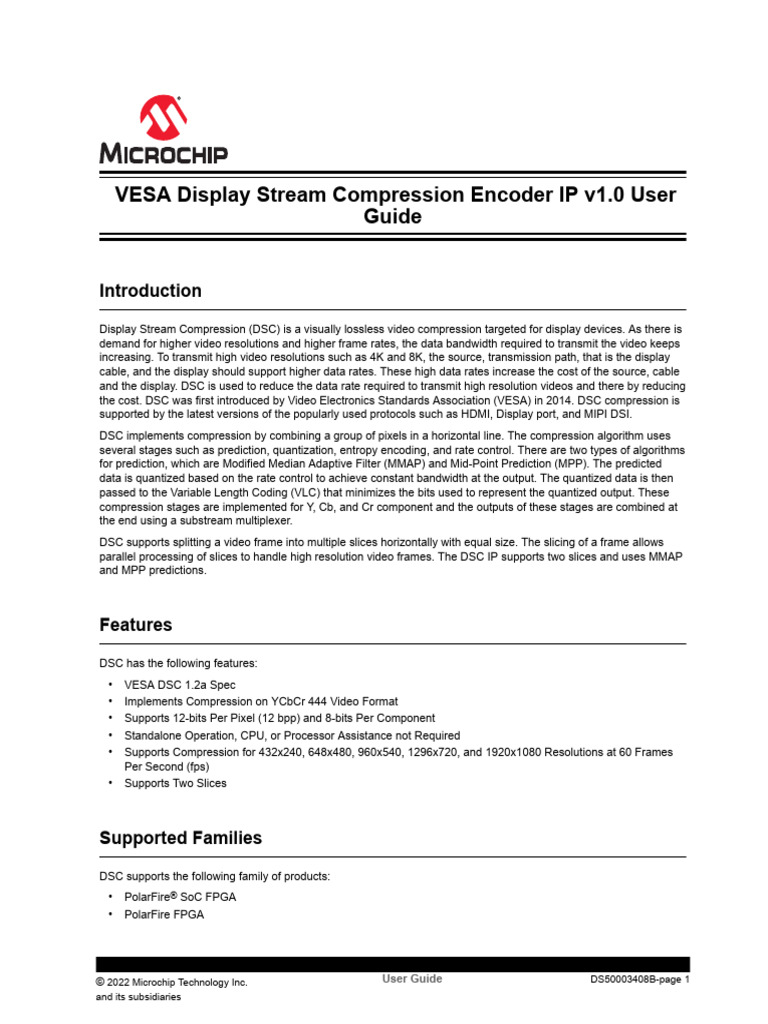 VESA Display Stream Compression IP User Guide | PDF | Data Compression ...