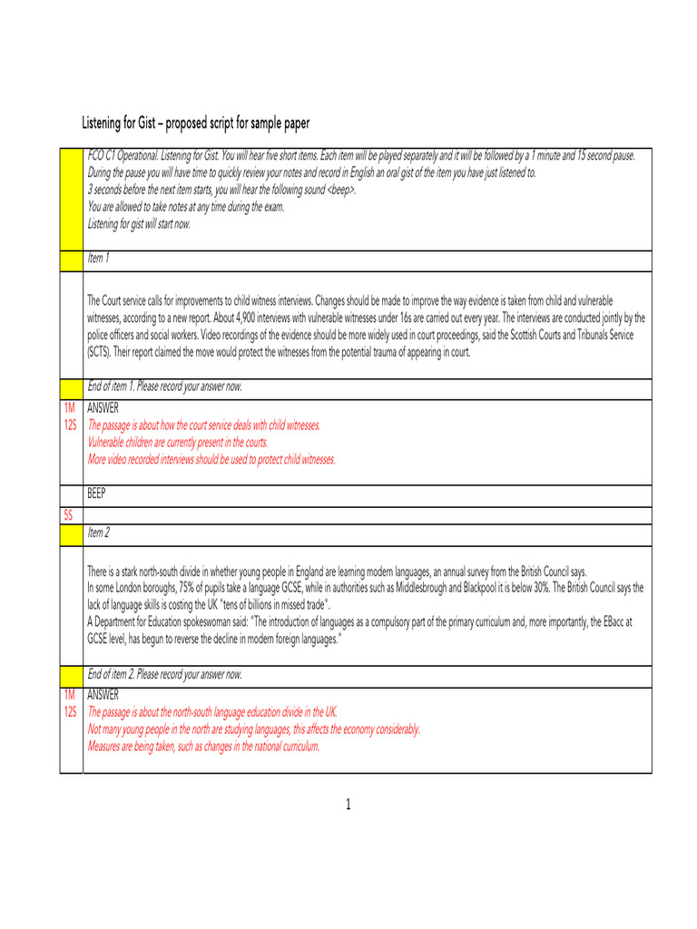 Listening for Gist: Sample Exam Script | PDF | Air Pollution