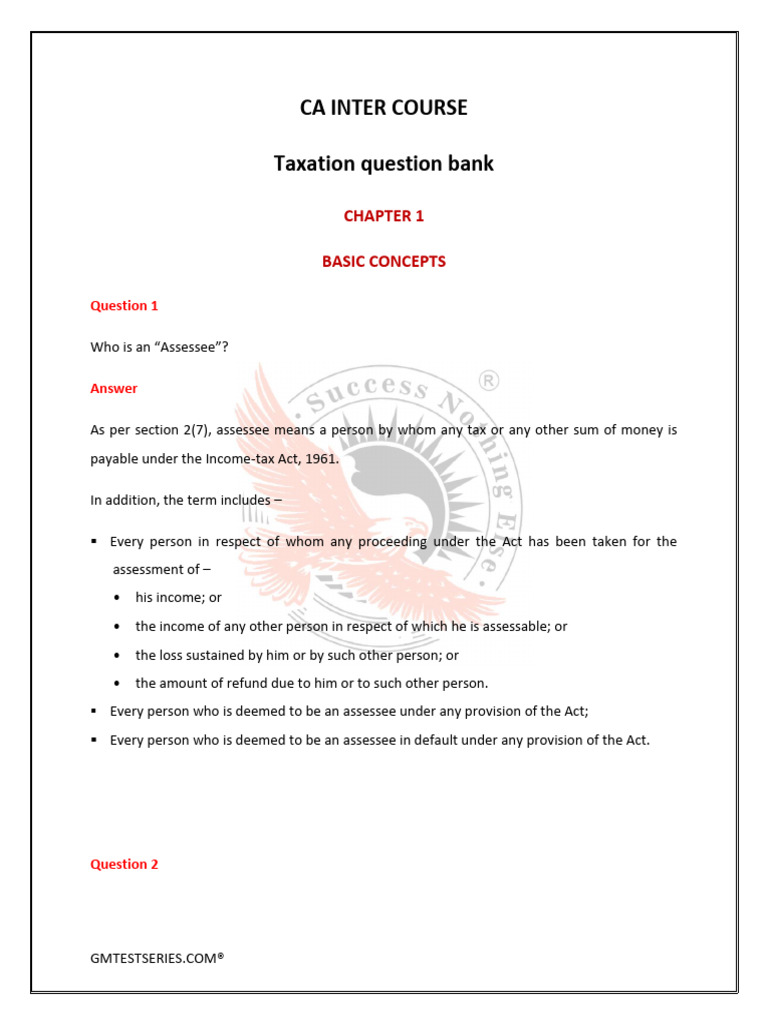 Notes CA Int GM | PDF | Employee Benefits | Income Tax