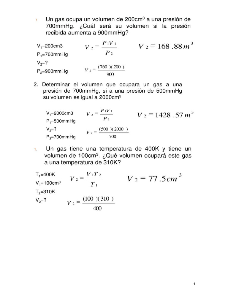 Ejercicios de Ley de Gases | PDF | Gases | Mole (Unidad)