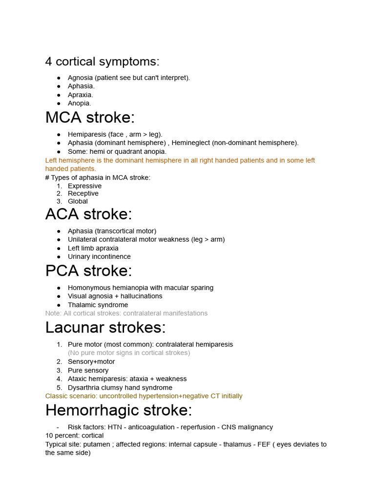 CVA Signs Part 1 | PDF | Spinal Cord | Neurological Disorders