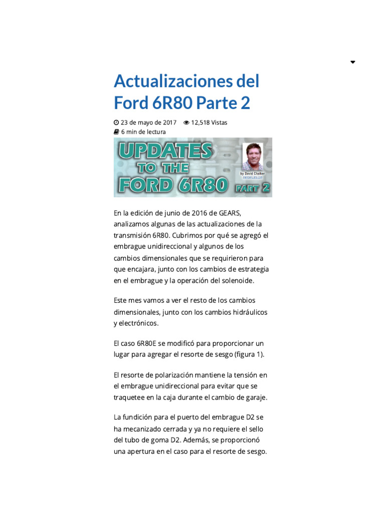 Actualizaciones de la Transmisión Ford 6R80 | PDF | Tecnologías ...