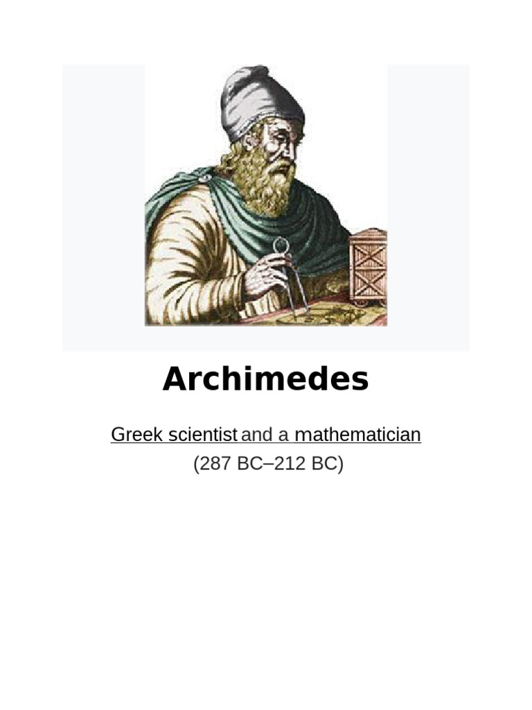 contribution of archimedes in mathematics