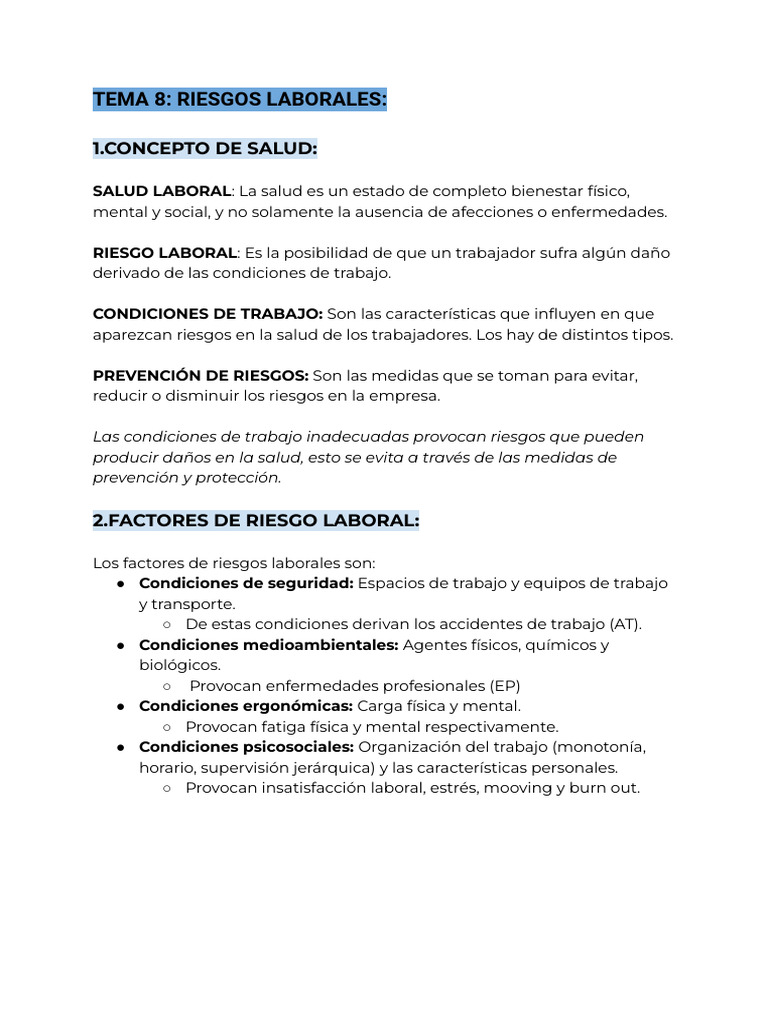 Prevención de Riesgos Laborales y Salud | PDF | La seguridad | Las ...