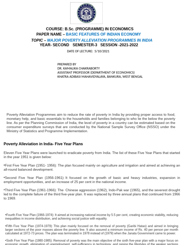 Major Poverty Alleviation Programs in India | PDF | Poverty | Poverty ...