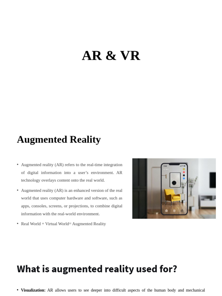AR & VR | PDF | Virtual Reality | Augmented Reality