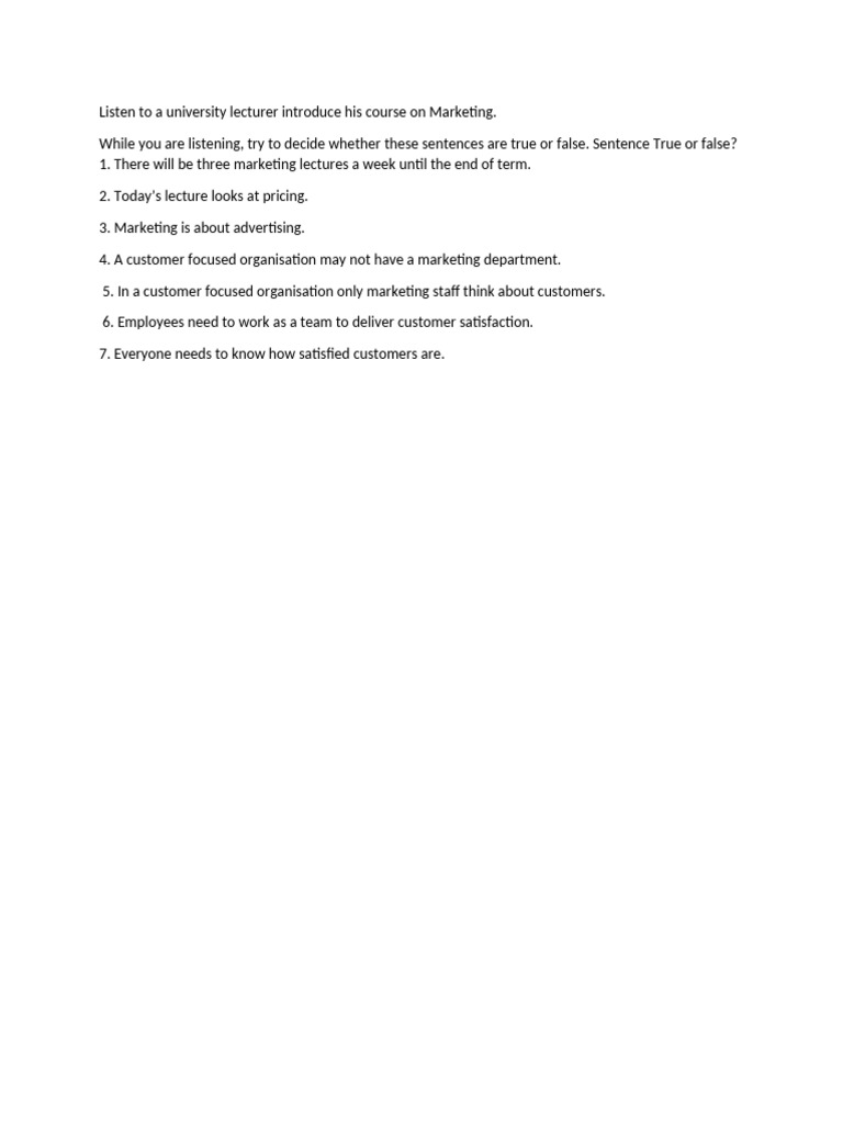 Marketing Course Introduction Quiz | PDF | Career & Growth