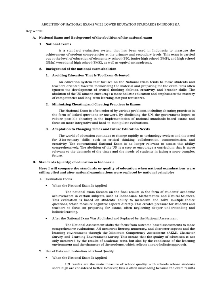 Abolition of National Exams Will Lower Education Standards in Indonesia