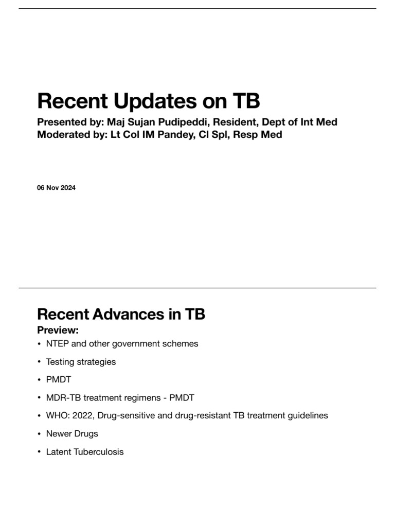 Recent Advances in TB 2 | PDF | Tuberculosis | Public Health