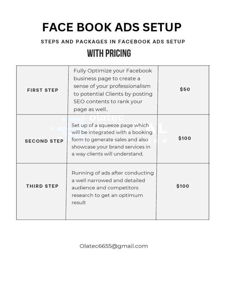 Facebook Ads Setup Steps & Pricing | PDF | Career & Growth | Finance ...