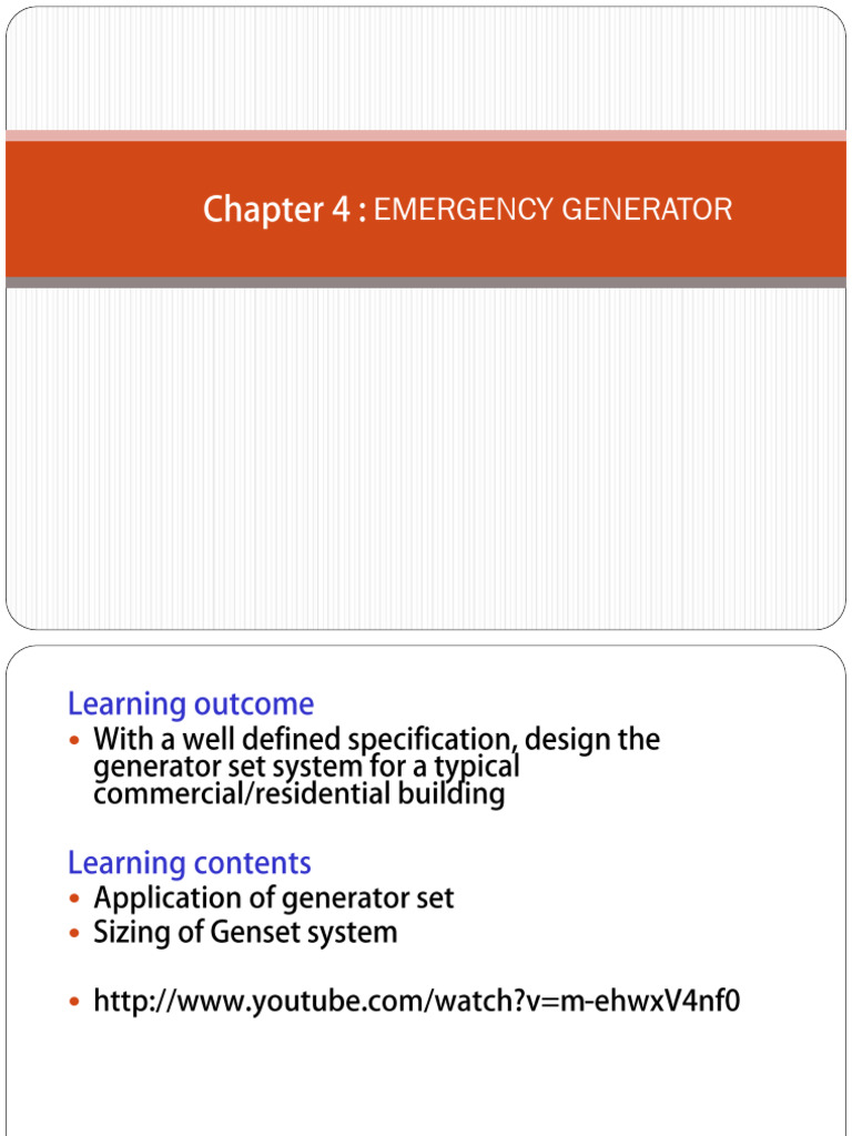 Emergency Generator | PDF | Electric Generator | Electric Motor