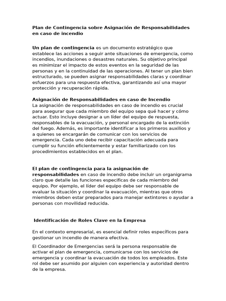 Plan de Contingencia | PDF | Business | Primeros auxilios