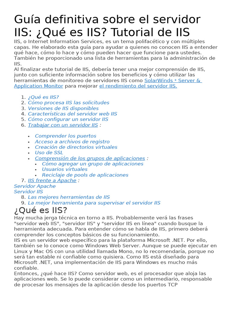 Guía completa sobre el servidor IIS | PDF | Servidor HTTP Apache ...