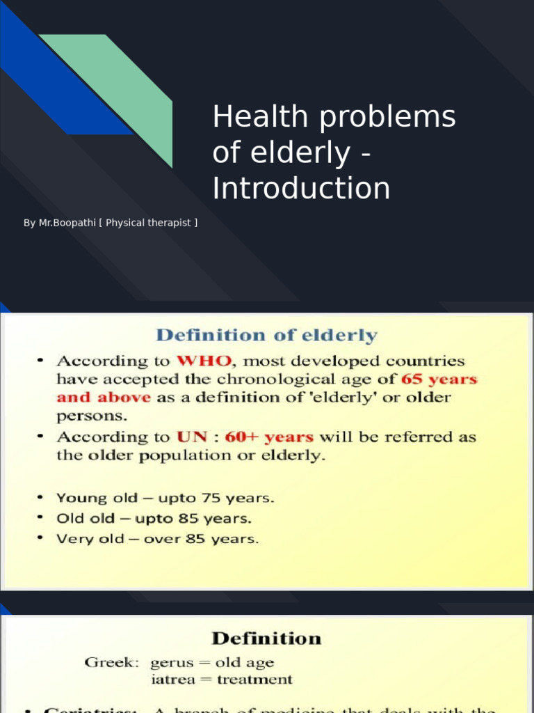 Health Problems of Elderly - Introduction | PDF
