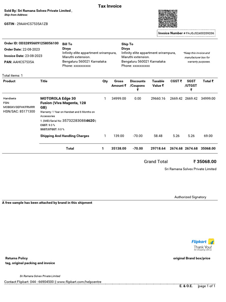 Nothing 2a Plus Invoice | PDF