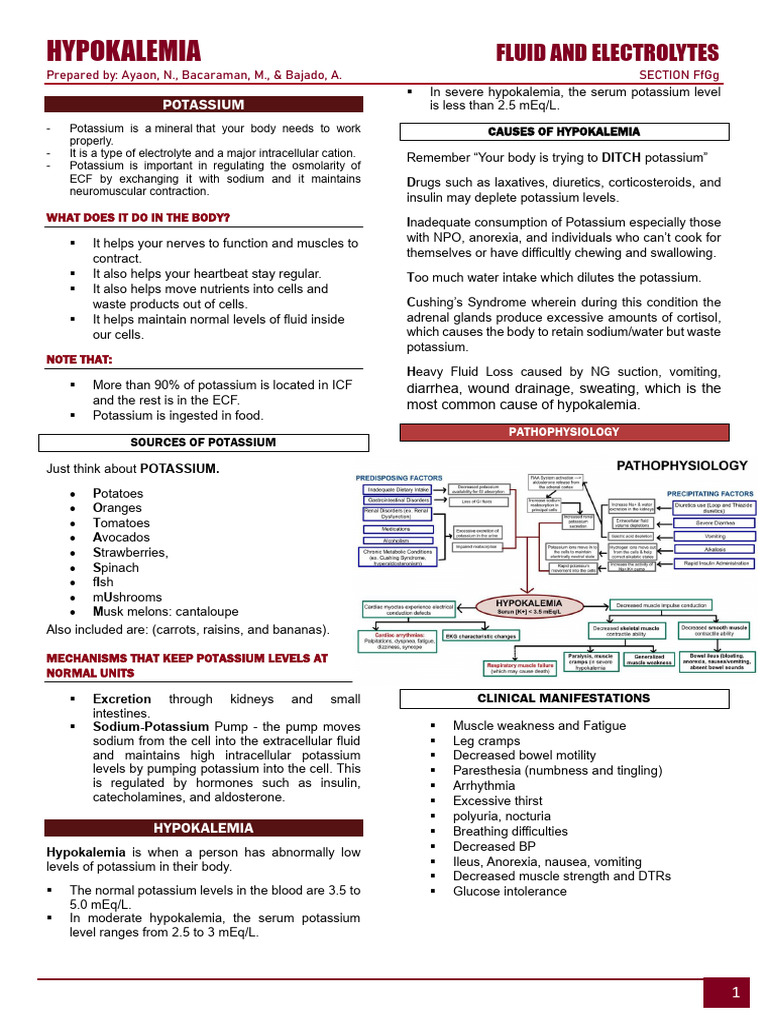 HANDOUTS-HYPOKALEMIA | PDF | Medical Specialties | Clinical Medicine