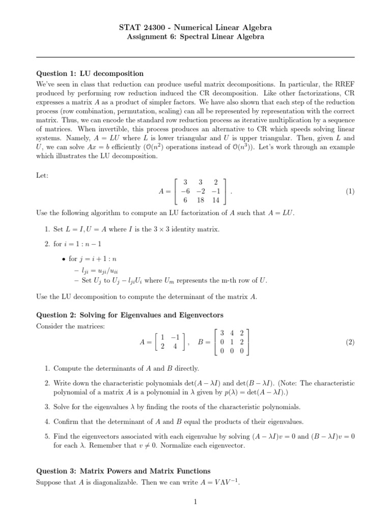 STAT 243 Autumn 2024 HW6 | PDF | Eigenvalues And Eigenvectors | Matrix ...