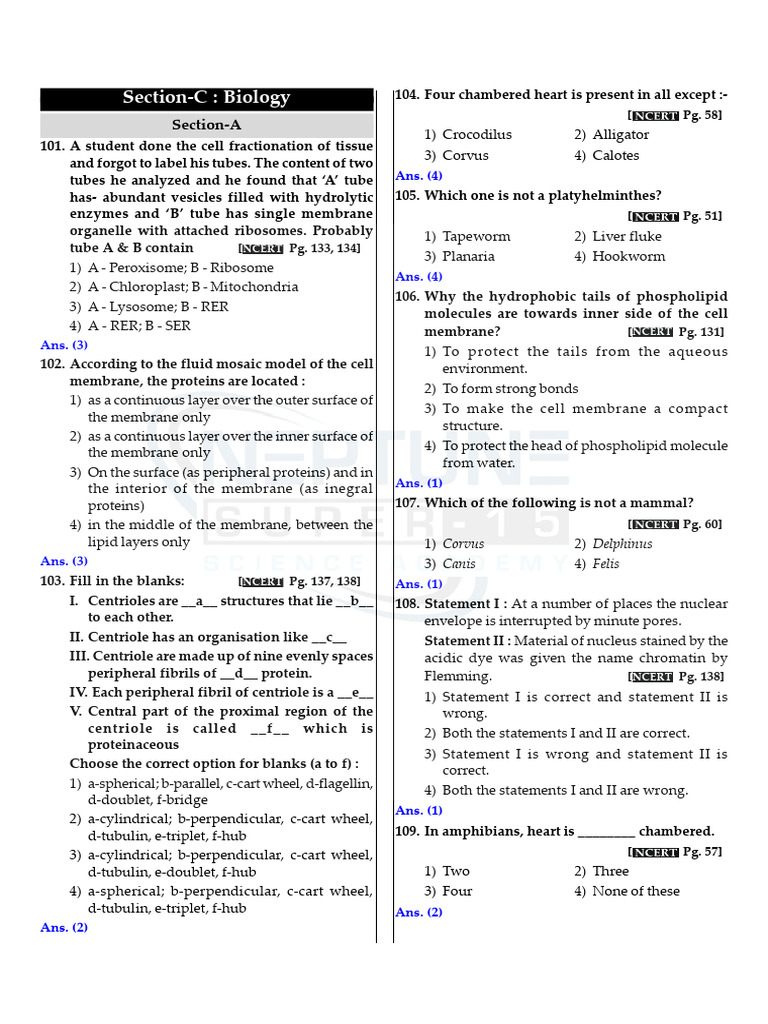 Biology Quiz for NEET Aspirants | PDF | Respiratory System ...