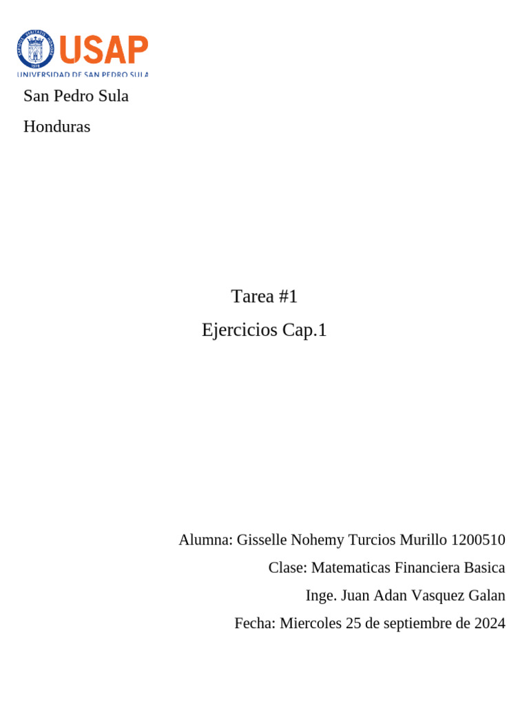 Turcios Gisselle Tarea#1 Ejercicios Cap.1 | PDF