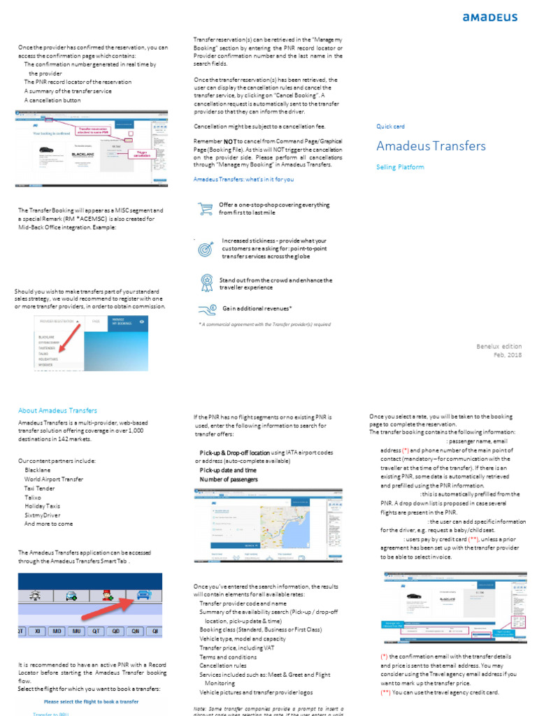 Amadeus Transfers Booking Guide | PDF | Computing