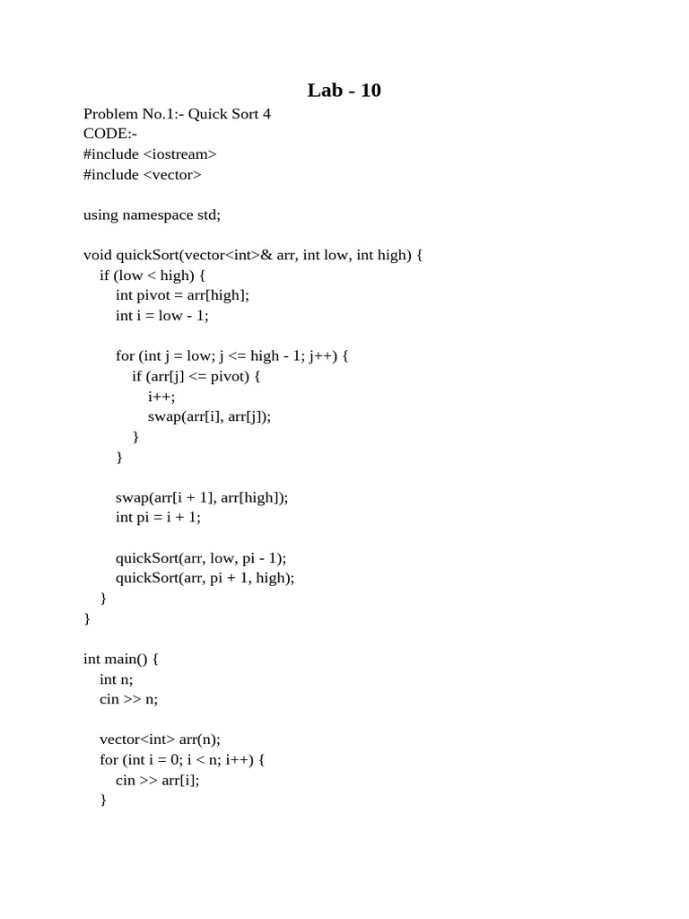 Rishi Vector Sorting Algorithms | PDF | Computer Programming ...