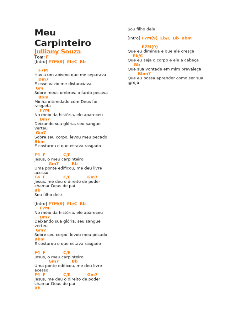 Meu Carpinteiro Cifra | PDF