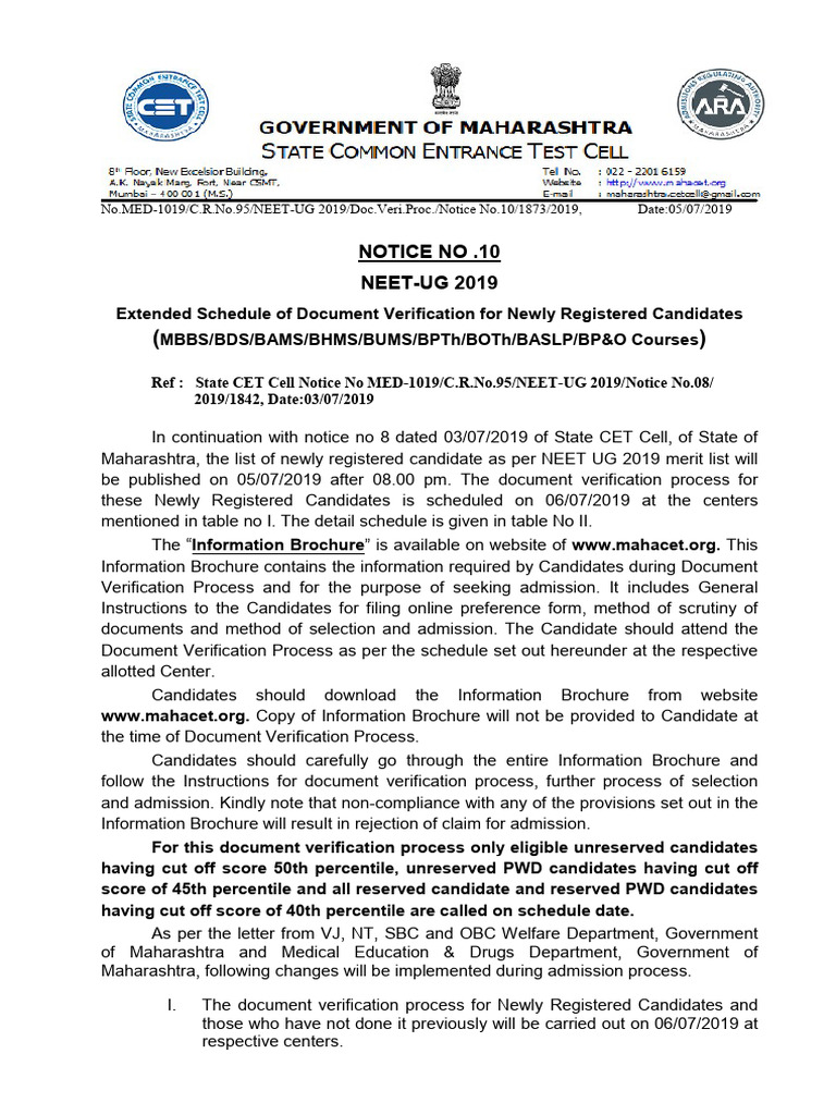 Notice No 10 | PDF | Academia | Medical Education