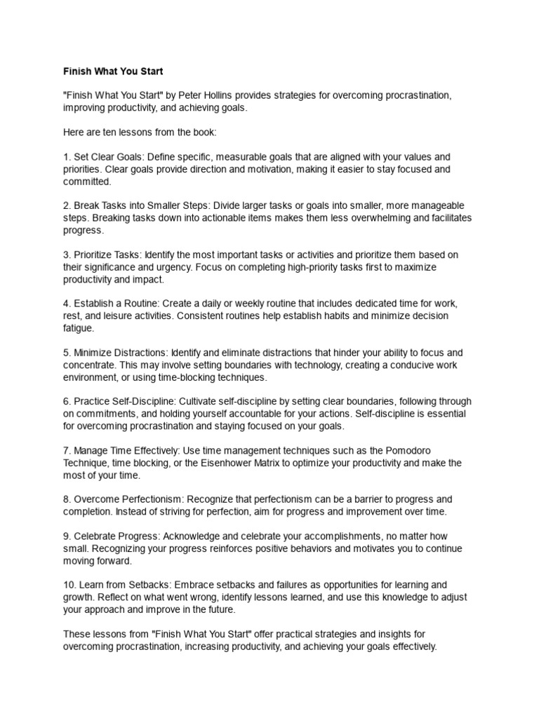 Strategies to Finish What You Start | PDF | Disciplines | Professional ...