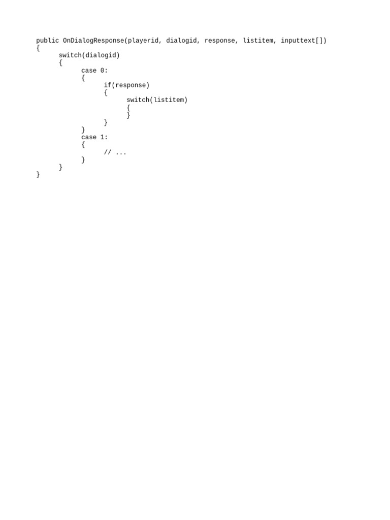 Switch On Dialog Response | PDF