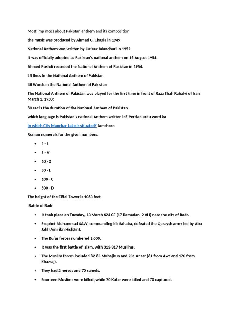 Pakistan National Anthem Overview | PDF