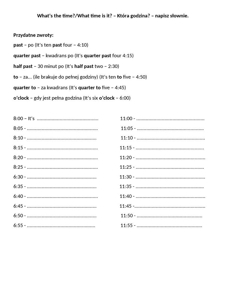 What Time Is It | PDF