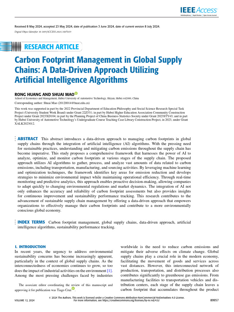 AI-Driven Carbon Management in Supply Chains | PDF | Carbon Footprint ...
